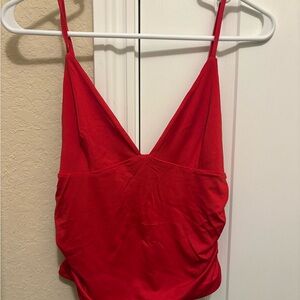Red Sleeveless V-Neck tank top
